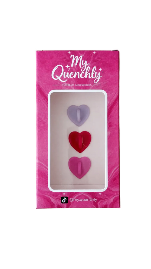 My Quenchly product packaging with heart-shaped designs on a beige background