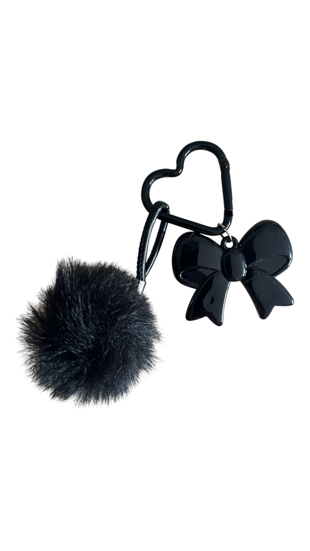 Fluffy Pom Pom Bow Charm BLACK & HOOK